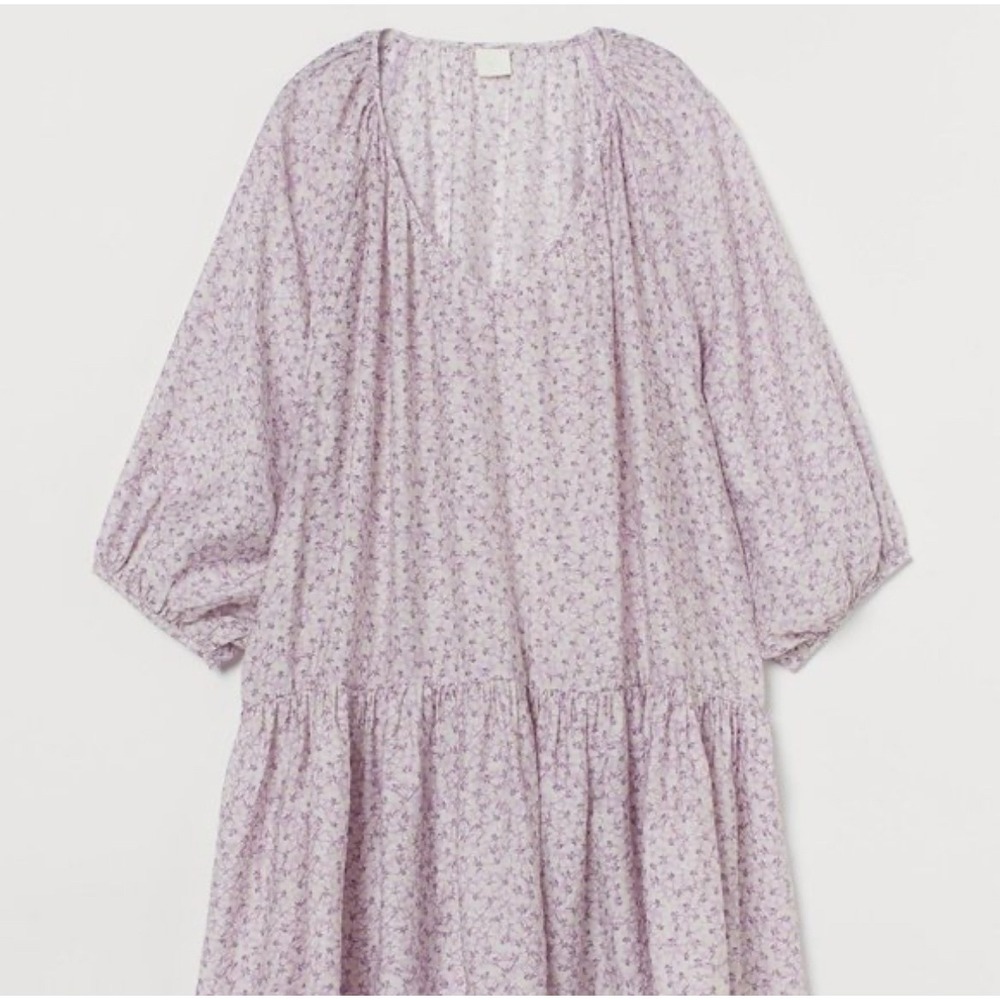H&M Women Plus Size 2XL Floral Print V Neck Tiered Mini Dress